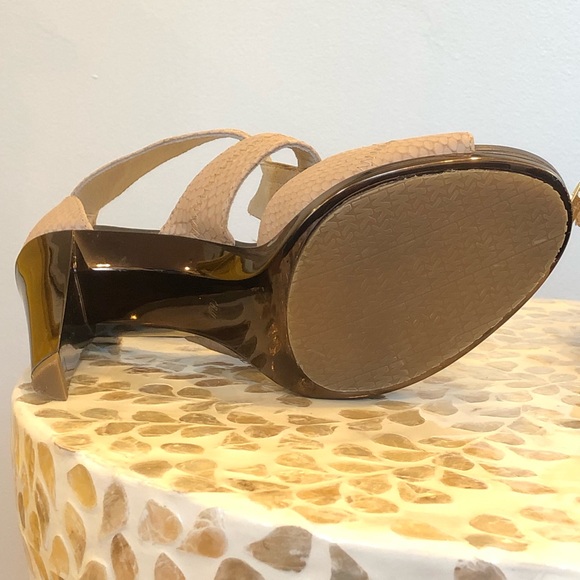 Michael Kors Bronze Metallic & Taupe Faux Snake Skin Pumps - Zipper Front - 8.5 - Picture 12 of 14